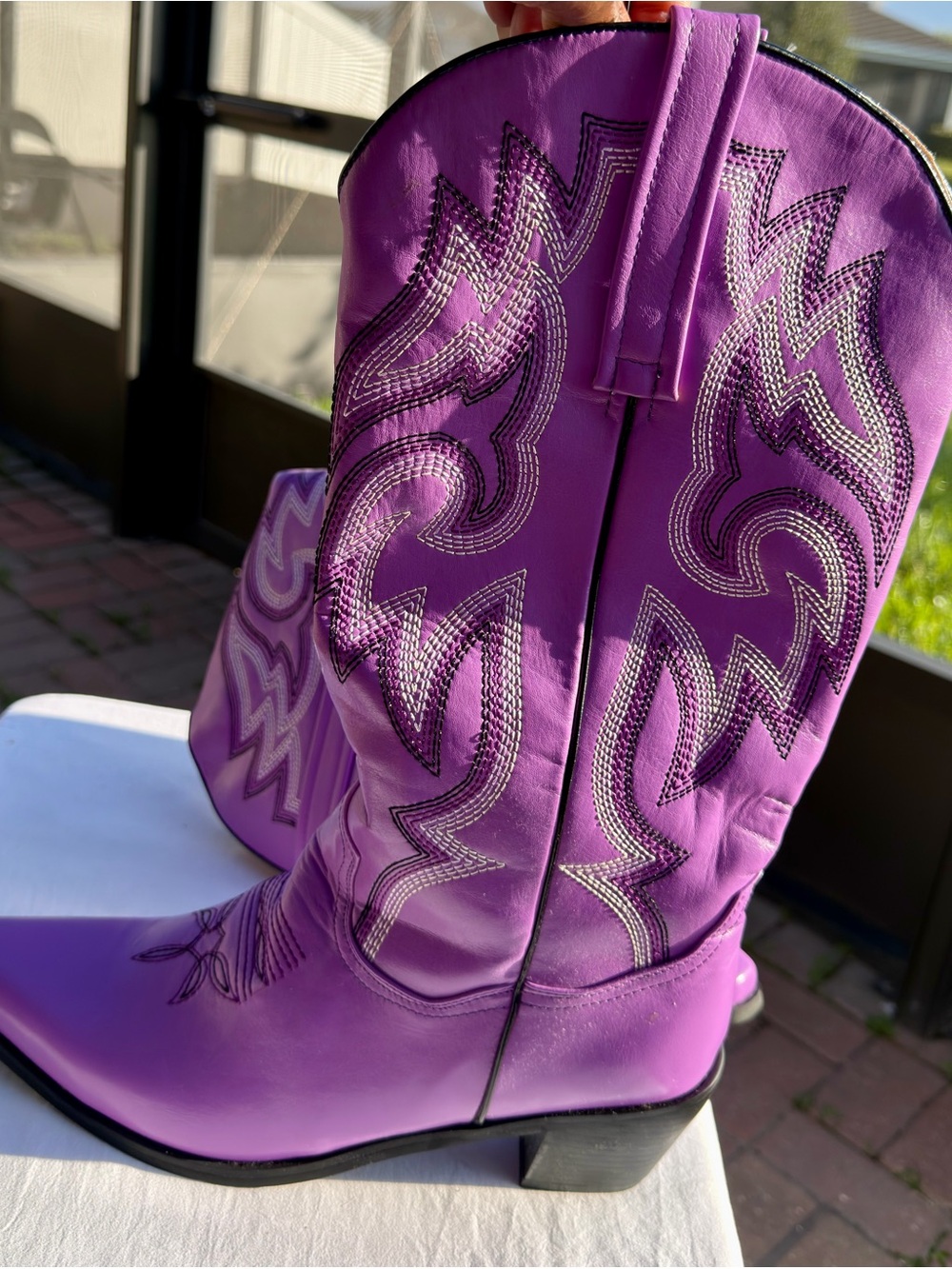Purple Western Cowboy Boots Embroidered Pointed Toe EU 43 - Picture 10 of 12